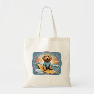 Doodle Surfing Dog Tote Bag