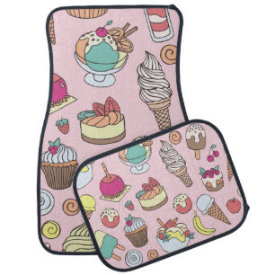 Doodle Sweets Ice Cream: Hand Drawn Illustration Car Floor Mat