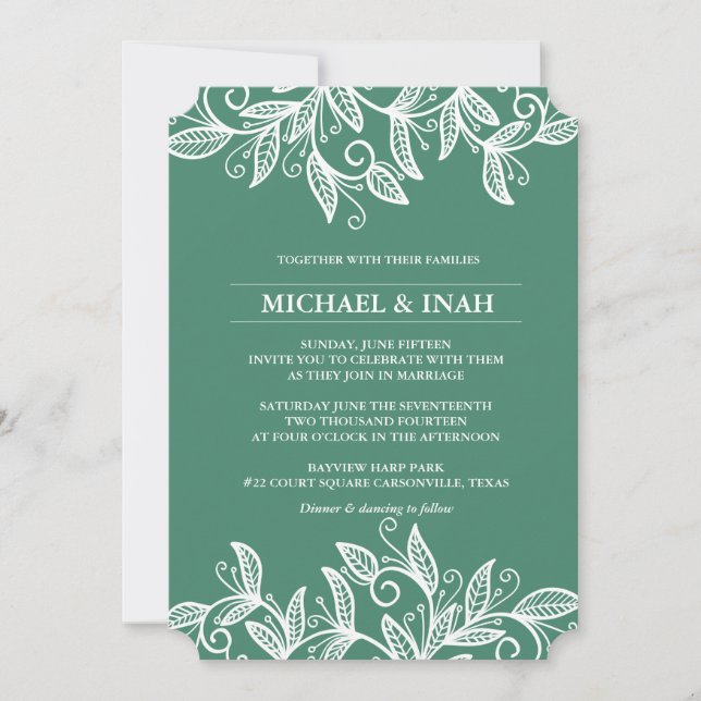 doodle swirl leaves invitation (Front)