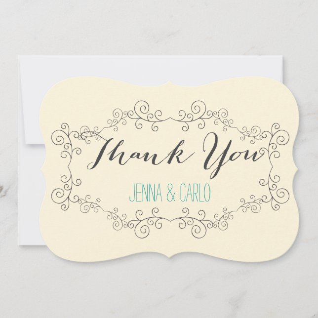 doodle swirl thank you card (Front)