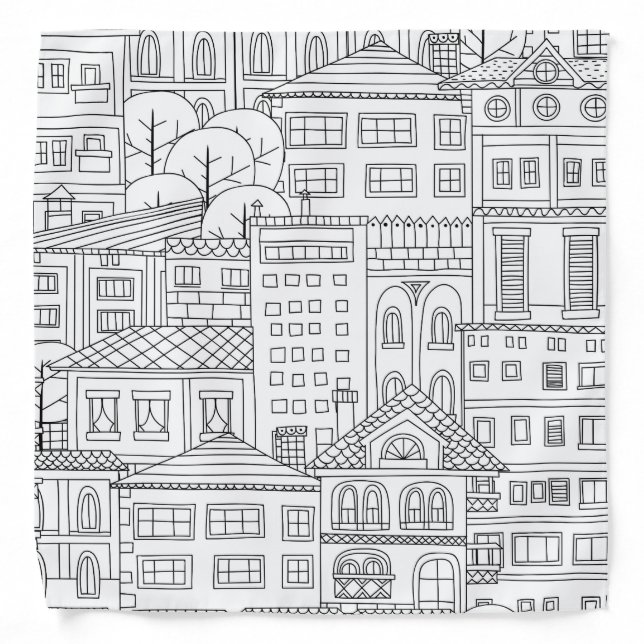 Doodle town pattern bandana (Front)