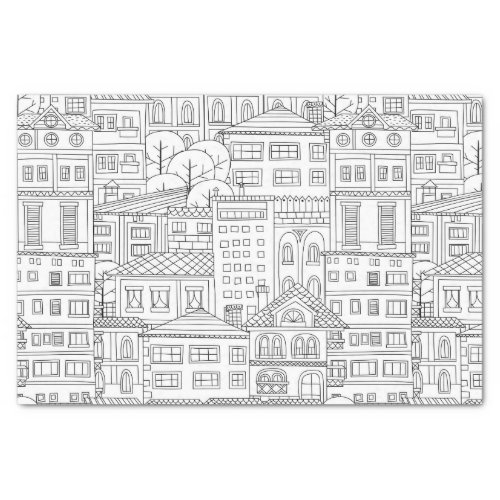 Doodle town pattern tissue paper