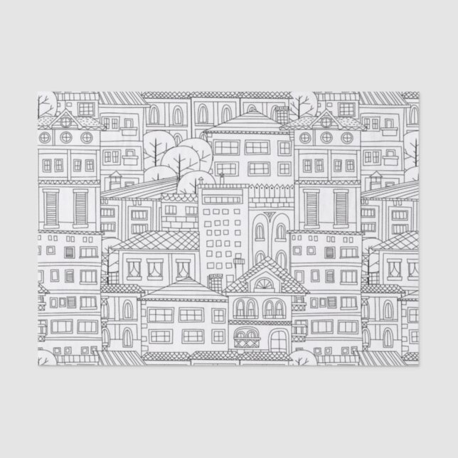 Doodle town pattern tissue paper (Front)