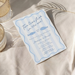 Doodle Two Less Fish In Sea Co-ed Wedding Shower Invitation
