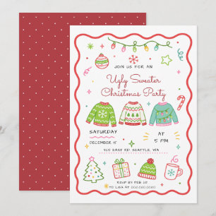 Doodle Ugly Sweater Christmas Party Invitation