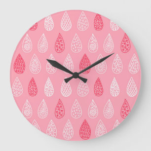 Doodle water drops: vintage pattern large clock