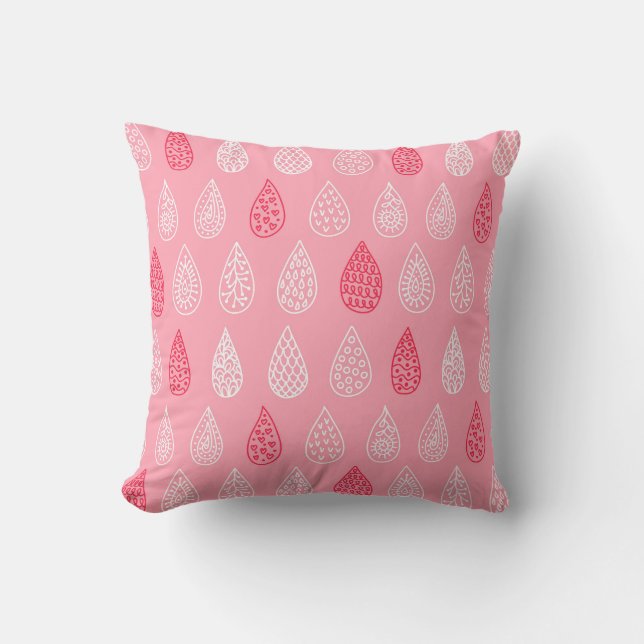 Doodle water drops: vintage pattern throw pillow (Front)