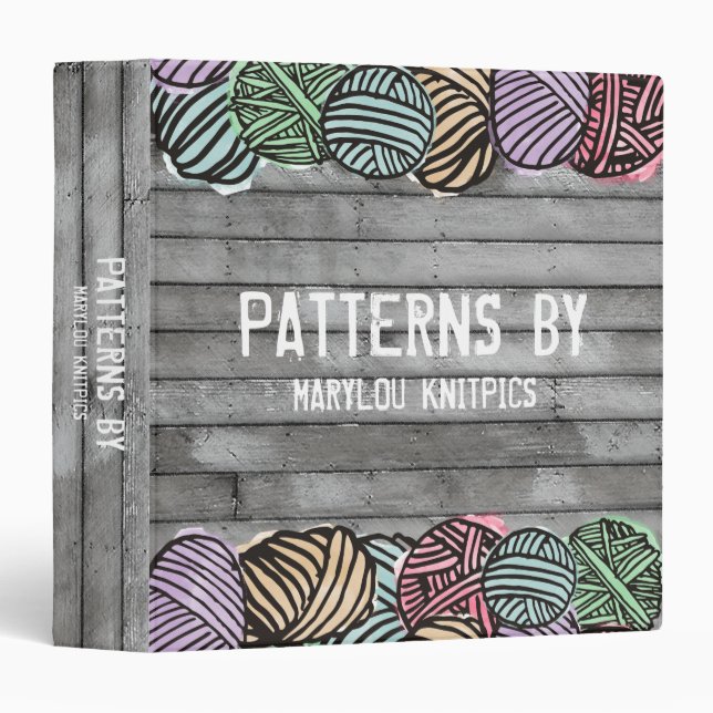 Doodle watercolor yarn knitting crochet binder (Front/Spine)