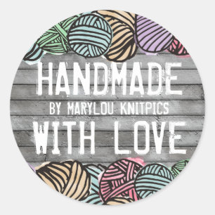 Doodle watercolor yarn knitting crochet classic round sticker