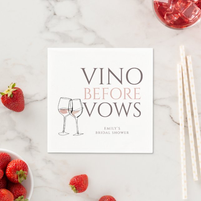 Doodle Wine Glasses Vino Before Vows Bridal Shower Napkins (Insitu)