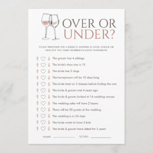 Doodle Wine Over or Under Bridal Shower Game Card