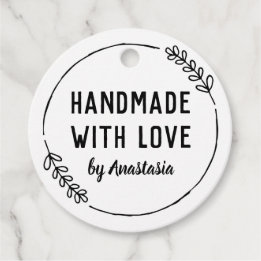 Doodle Wreath Handmade with Love Favor Tags