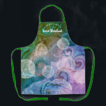 Doodle yarn knitting crochet homespun craft show apron<br><div class="desc">Cool apron for knitters or knitting,  crochet and homespun yarn featuring a groovy waves background with hand drawn balls of yarn,  personalized with your name and business name or other text,  perfect for looking gorgeous at your next craft show.</div>