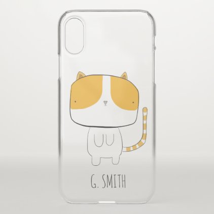 Doodle Yellow Cat. Add Name. iPhone X Case