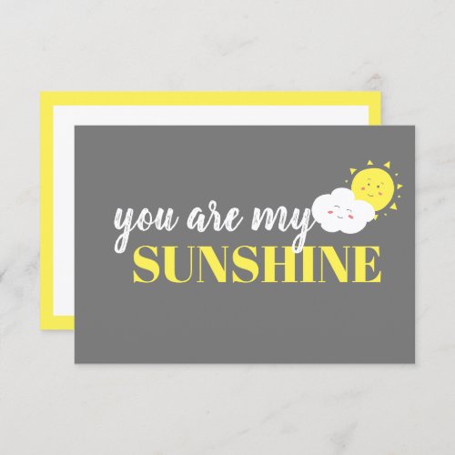 Doodle You Are My Sunshine Gray Note Card