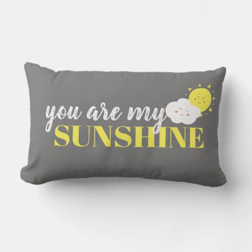 Doodle You Are My Sunshine Pillow Gray