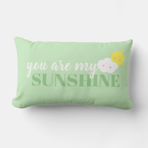 Doodle You Are My Sunshine Pillow Green