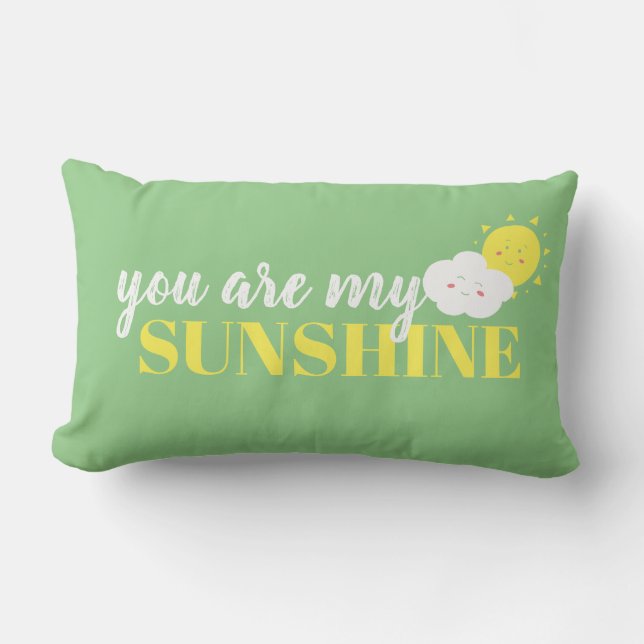 Doodle You Are My Sunshine Pillow Green Yellow (Front)
