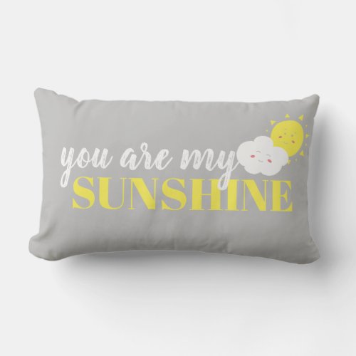 Doodle You Are My Sunshine Pillow Light Gray