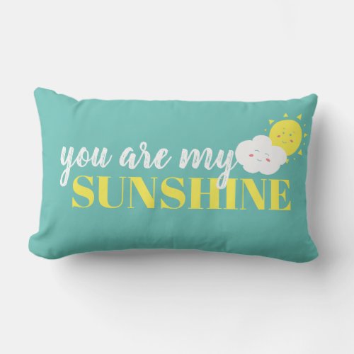 Doodle You Are My Sunshine Pillow Turquoise Yellow