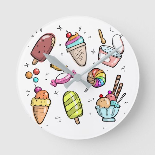 doodlecartoon drawn food sweet round clock