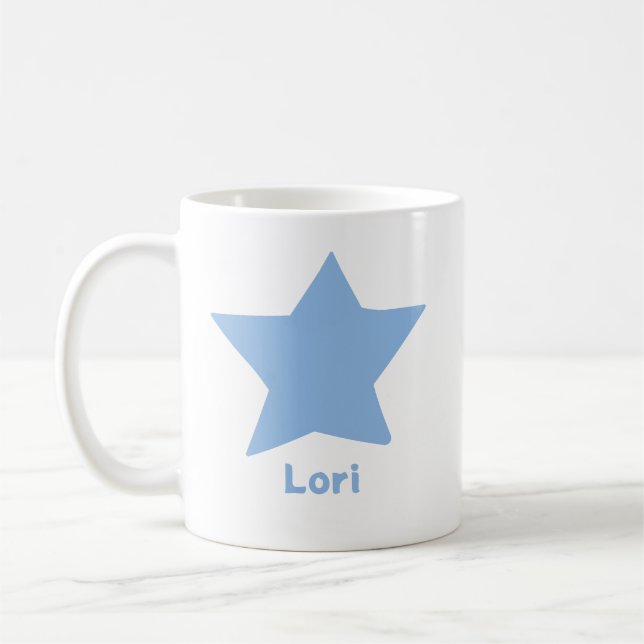 Doodled Five-Pointed Star with Name or Other Text Coffee Mug (Left)