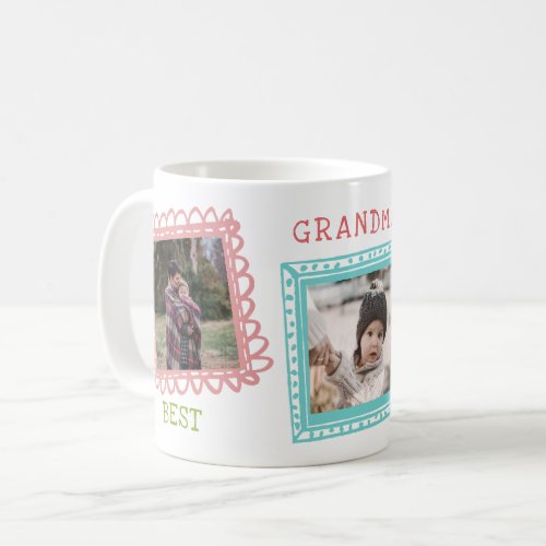 Doodled Frames Best Grandma Photo Collage Coffee Mug