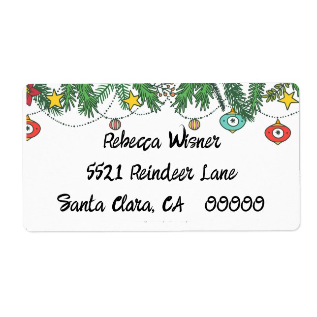 Doodled Holiday Greetings Label (Front)