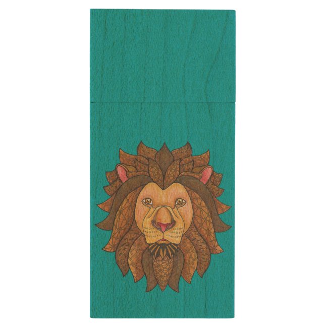 Doodled Lion Flash Drive (Back (Vertical))