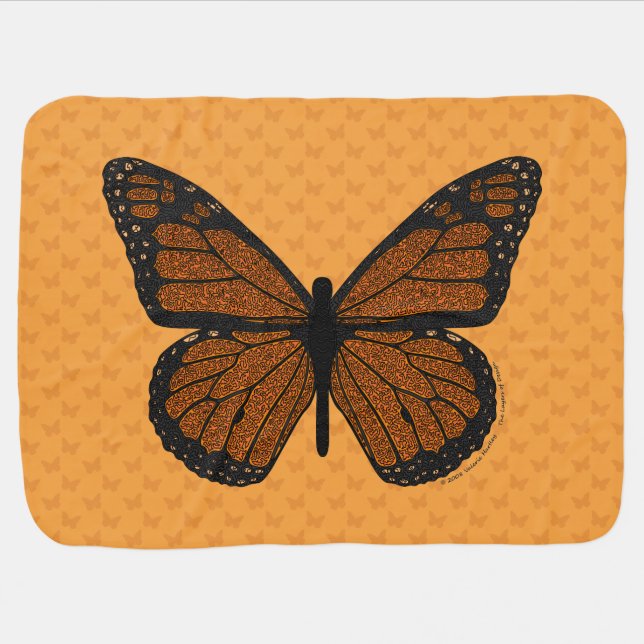 Doodled Monarch Baby Blanket (Horizontal)