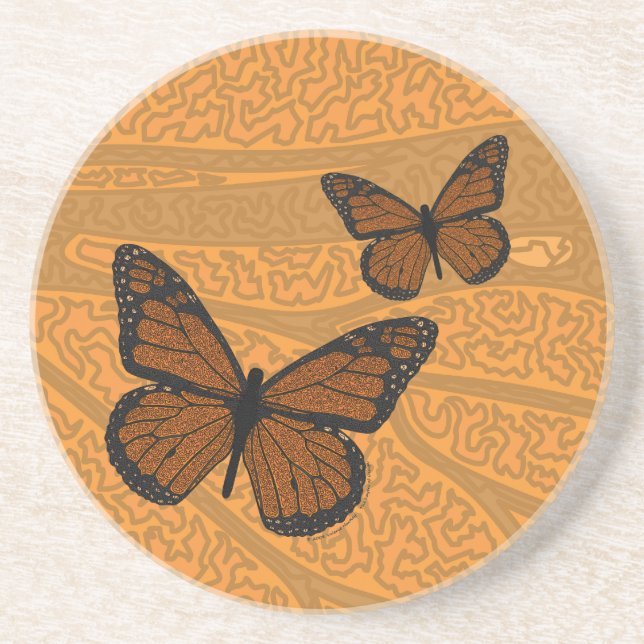 Doodled Monarch Coaster (Front)