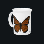 Doodled Monarch Pitcher<br><div class="desc">This design features a lovely orange and black monarch butterfly with varied geometric shapes decorating the patterns in the wings and the butterfly's body.</div>