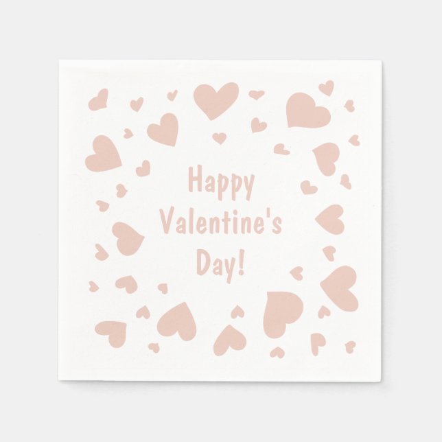 Doodled Peach Hearts Valentine's Day Napkins (Front)