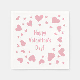 Doodled Pink Hearts Valentine's Day Napkins