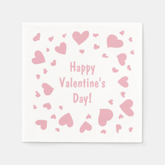 Doodled Pink Hearts Valentine's Day Napkins