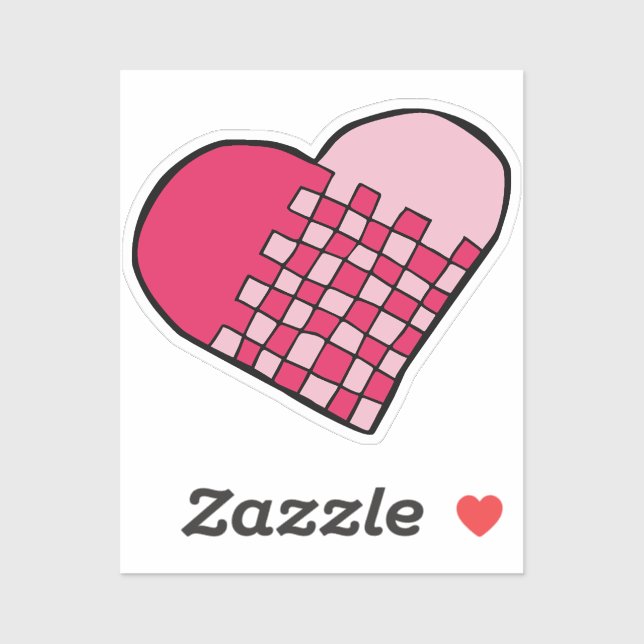 Doodled Pink Woven Heart Kiss-Cut Sticker (Sheet)