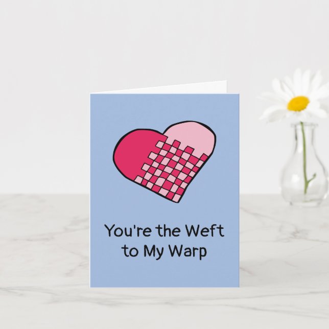 Doodled Red and Pink Woven Heart Valentine's Day Card (Small Plant)