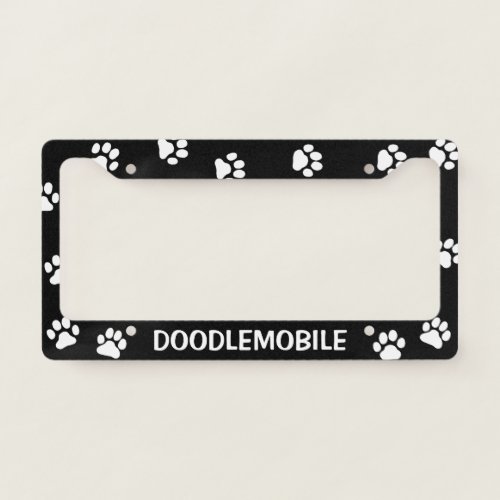 DOODLEMOBILE _ Paw Prints _ Custom Dog Lovers License Plate Frame