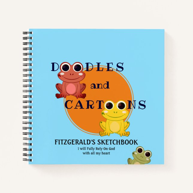 DOODLES AND CARTOONS Personalized Frogs Sketchbook Notebook (Front)
