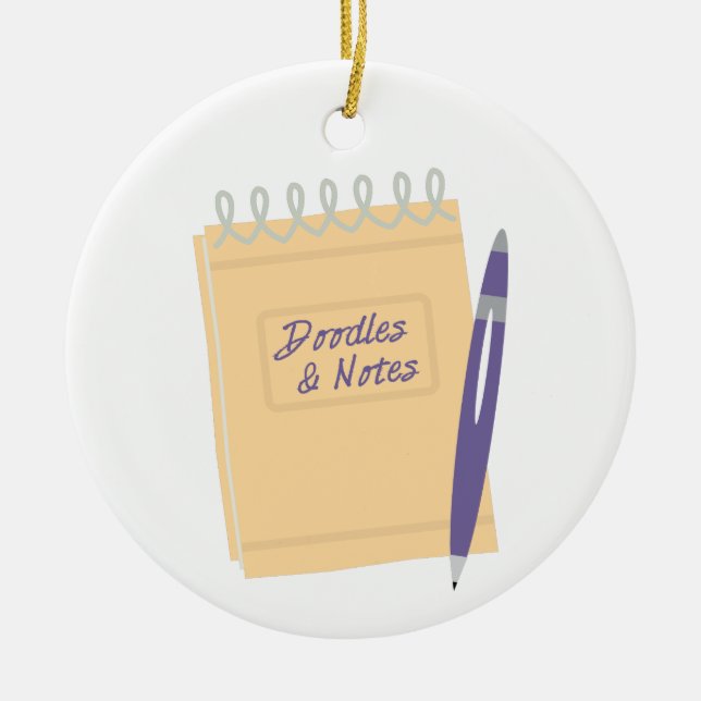 Doodles and Notes Ceramic Ornament (Front)