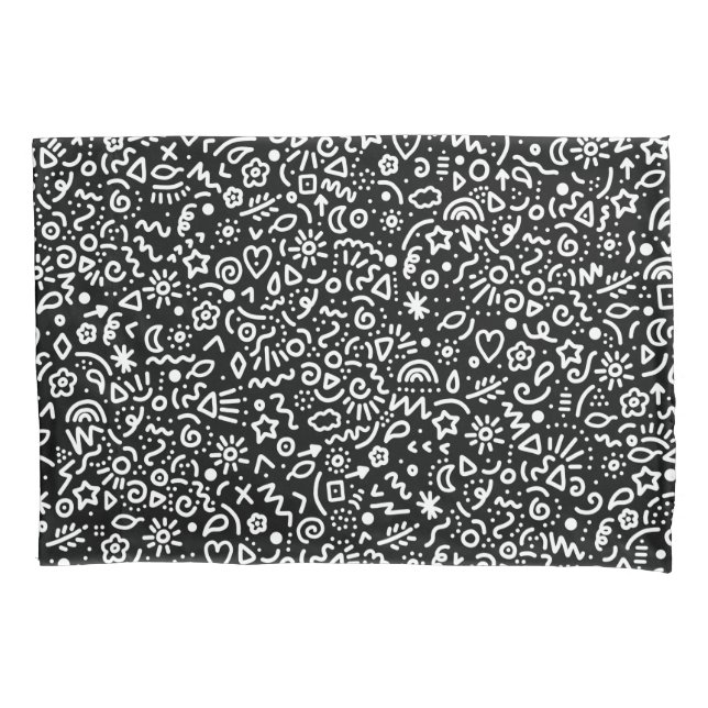 Doodles! Black and White Pillowcase (Front)