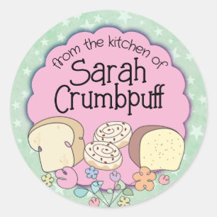 Doodles bread cinnamon roll from the kitchen of cl classic round sticker