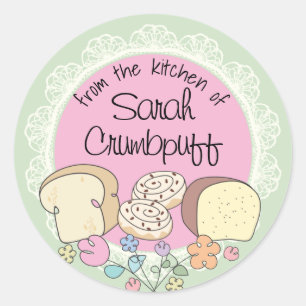 Doodles bread cinnamon roll from the kitchen of classic round sticker