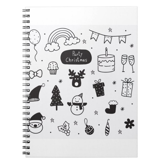 Doodles Christmas Icons Christmas Icons Notebook (Front)