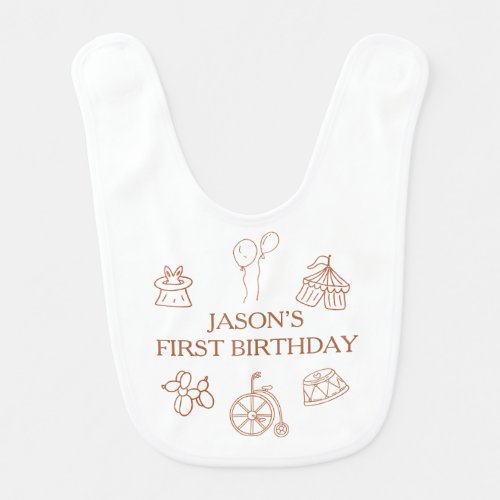 Doodles Circus First Birthday Party Baby Bib