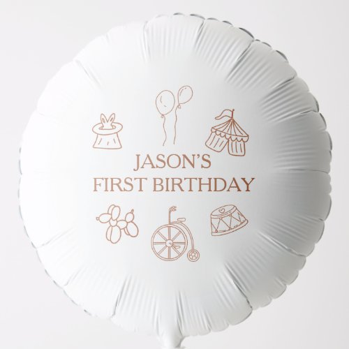 Doodles Circus First Birthday Party Balloon