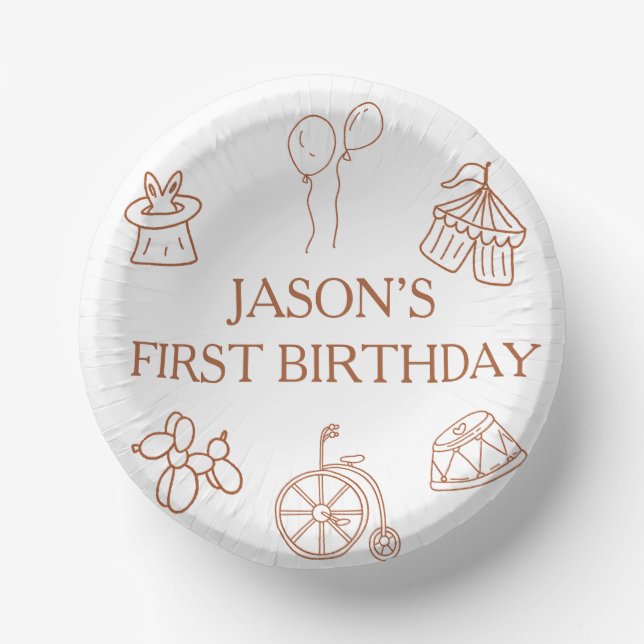 Doodles Circus First Birthday Party Paper Bowls (Front)