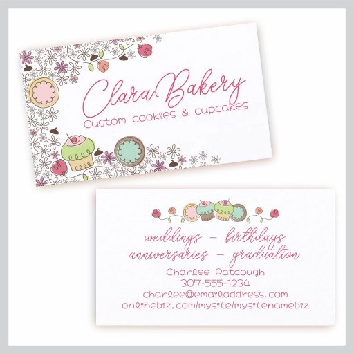 Customizable Doodles cookies cupcakes flowers bakery sweets business card template