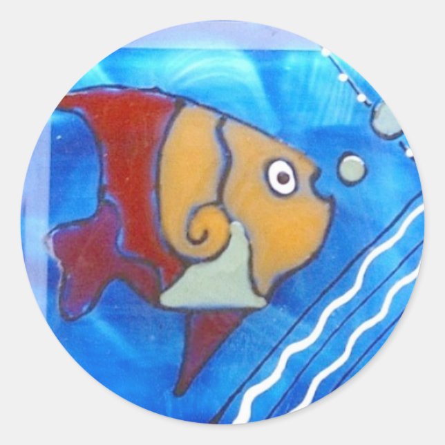 DooDles Fish Classic Round Sticker (Front)