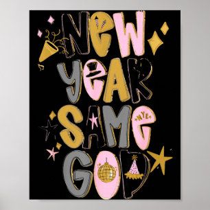 Doodles Happy New Year Same God 2026 Christian Cel Poster